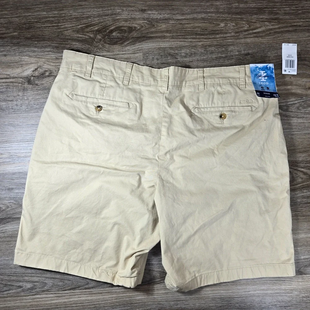 IZOD Saltwater Dockside Shorts Mens 44 Beige Stretch Chino Big Tall Casual